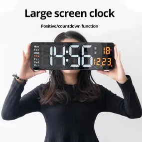 Modern Digital Wall Clock | Large LED Remote Control Clock