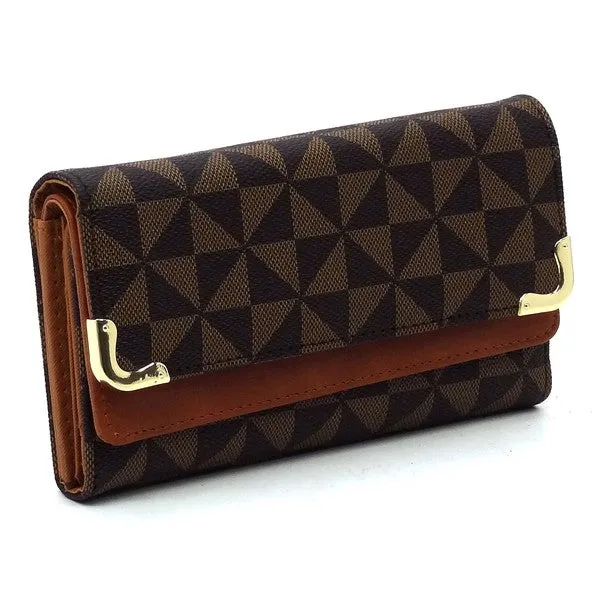 Monogram Tri-fold Clutch Wallet Cell Phone Wallet