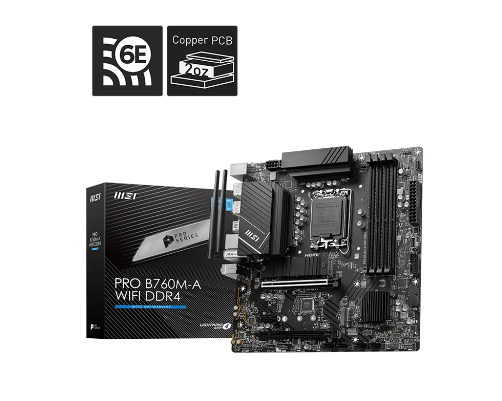 MSI PRO B760M-A WIFI DDR4,LGA 1700 mATX Motherboard