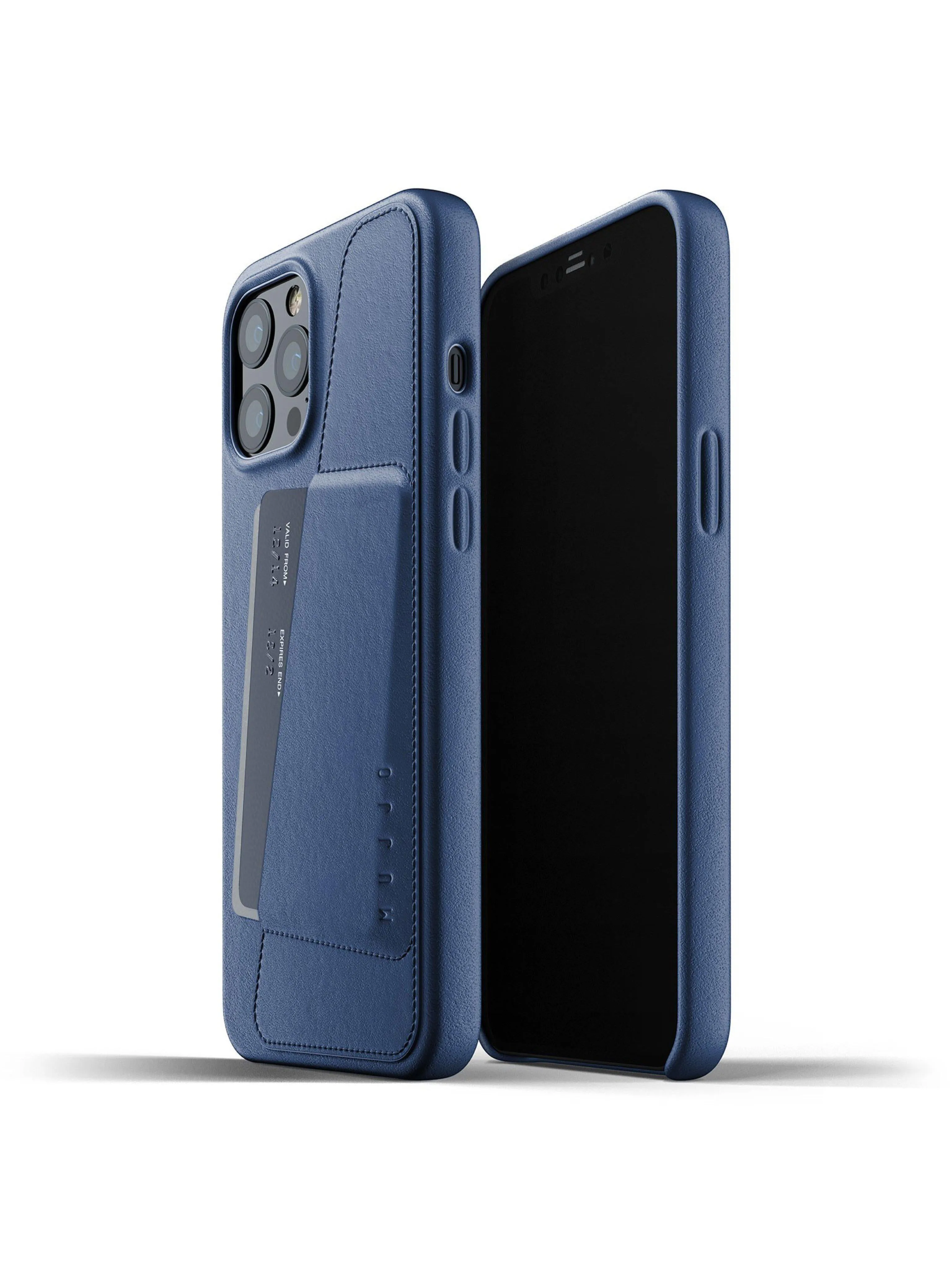 Mujjo Full Leather Wallet Case for iPhone 12 Pro Max Monaco Blue