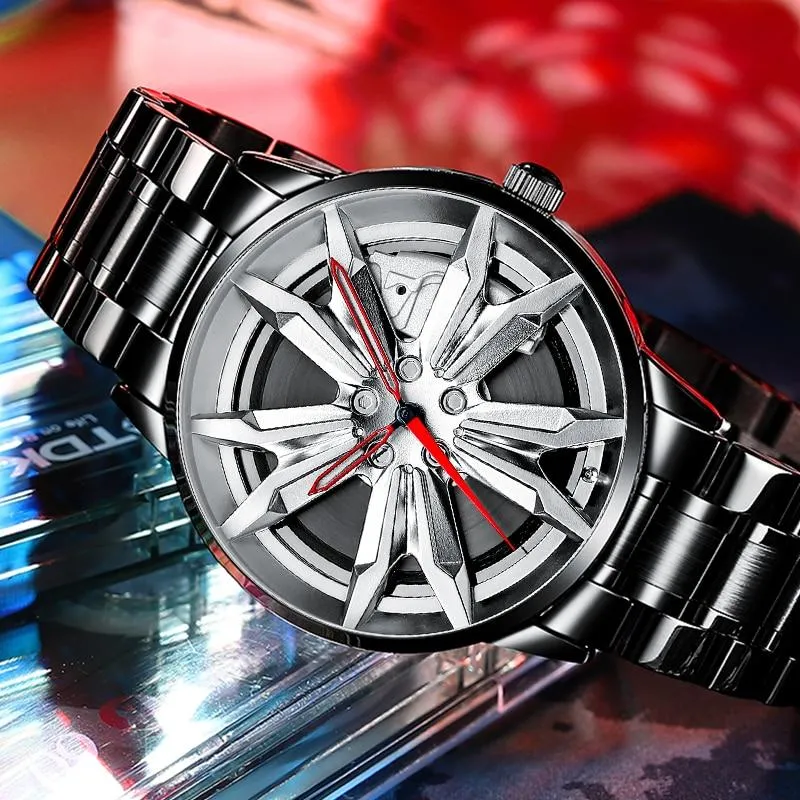 NEK™ Men's Sports Car Wheel Stainless Steel Watch