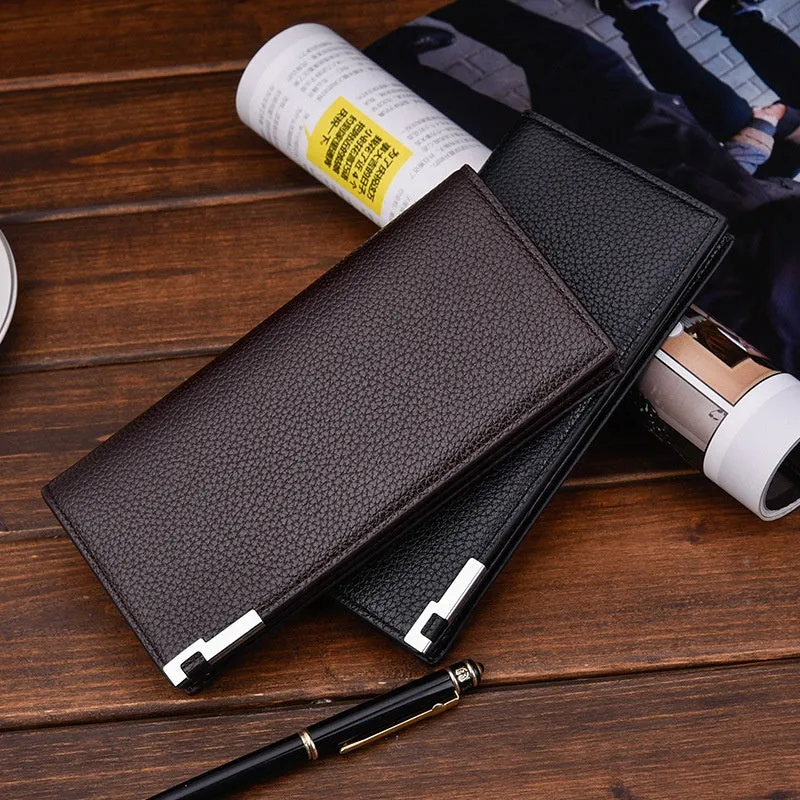 New man wallet business multi function zipper long large capacity phone wallet leather for mens