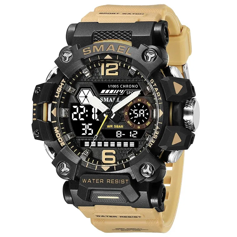 NEW SMAEL Military Watches 50m Waterproof Sports Watch Digital 8072 Army Watch Digital Quartz Dual Time Wristwatches LED for Men