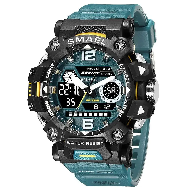 NEW SMAEL Military Watches 50m Waterproof Sports Watch Digital 8072 Army Watch Digital Quartz Dual Time Wristwatches LED for Men