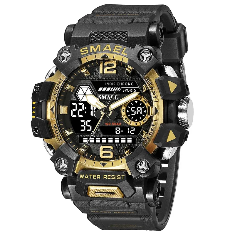 NEW SMAEL Military Watches 50m Waterproof Sports Watch Digital 8072 Army Watch Digital Quartz Dual Time Wristwatches LED for Men