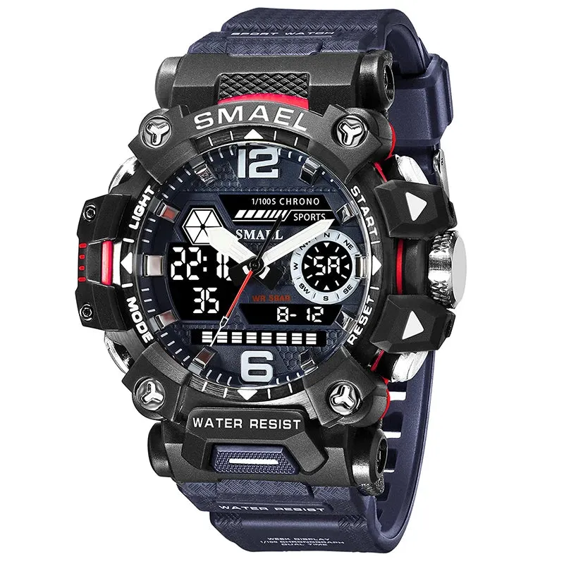 NEW SMAEL Military Watches 50m Waterproof Sports Watch Digital 8072 Army Watch Digital Quartz Dual Time Wristwatches LED for Men