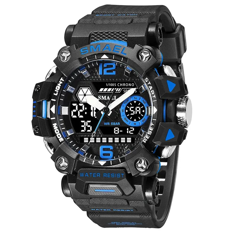 NEW SMAEL Military Watches 50m Waterproof Sports Watch Digital 8072 Army Watch Digital Quartz Dual Time Wristwatches LED for Men