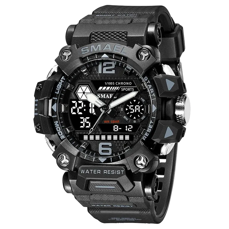 NEW SMAEL Military Watches 50m Waterproof Sports Watch Digital 8072 Army Watch Digital Quartz Dual Time Wristwatches LED for Men