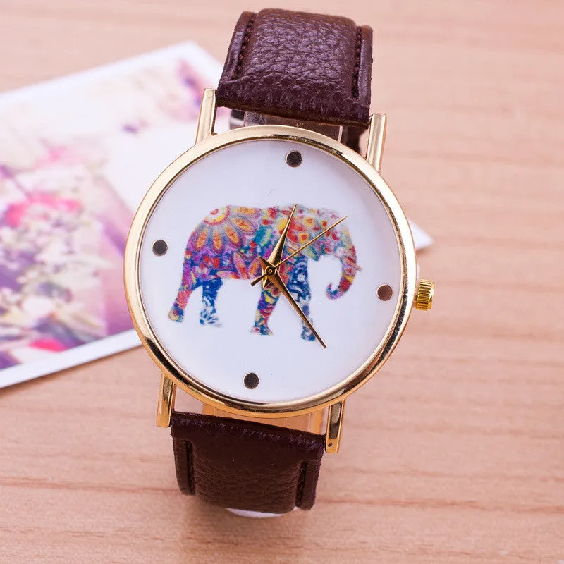 New Style Fashion Casual Watch Elephant Quartz Wristwatch PU Leather strap watch Women Relogio Clock hours gift