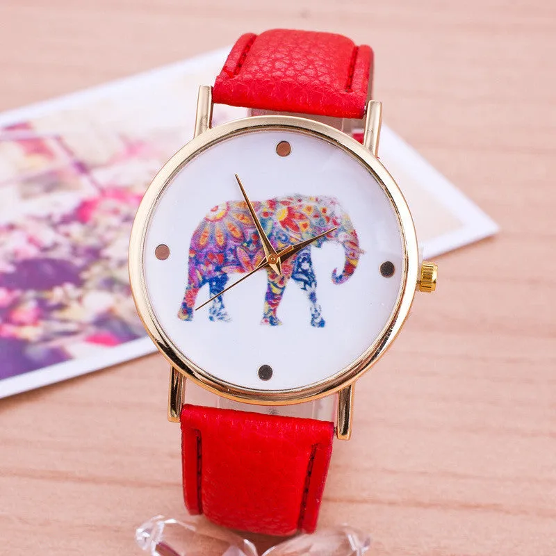 New Style Fashion Casual Watch Elephant Quartz Wristwatch PU Leather strap watch Women Relogio Clock hours gift