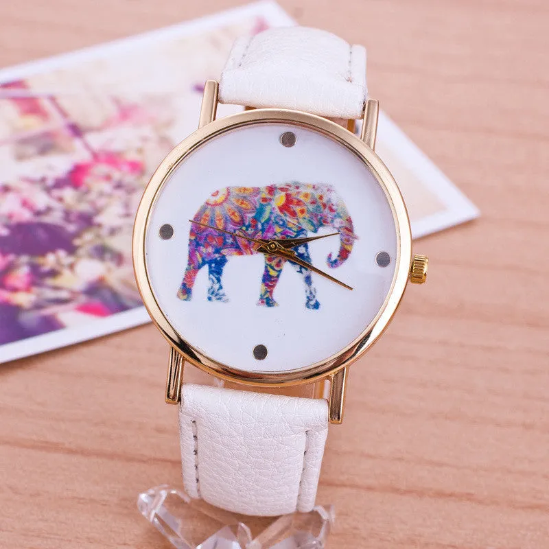 New Style Fashion Casual Watch Elephant Quartz Wristwatch PU Leather strap watch Women Relogio Clock hours gift