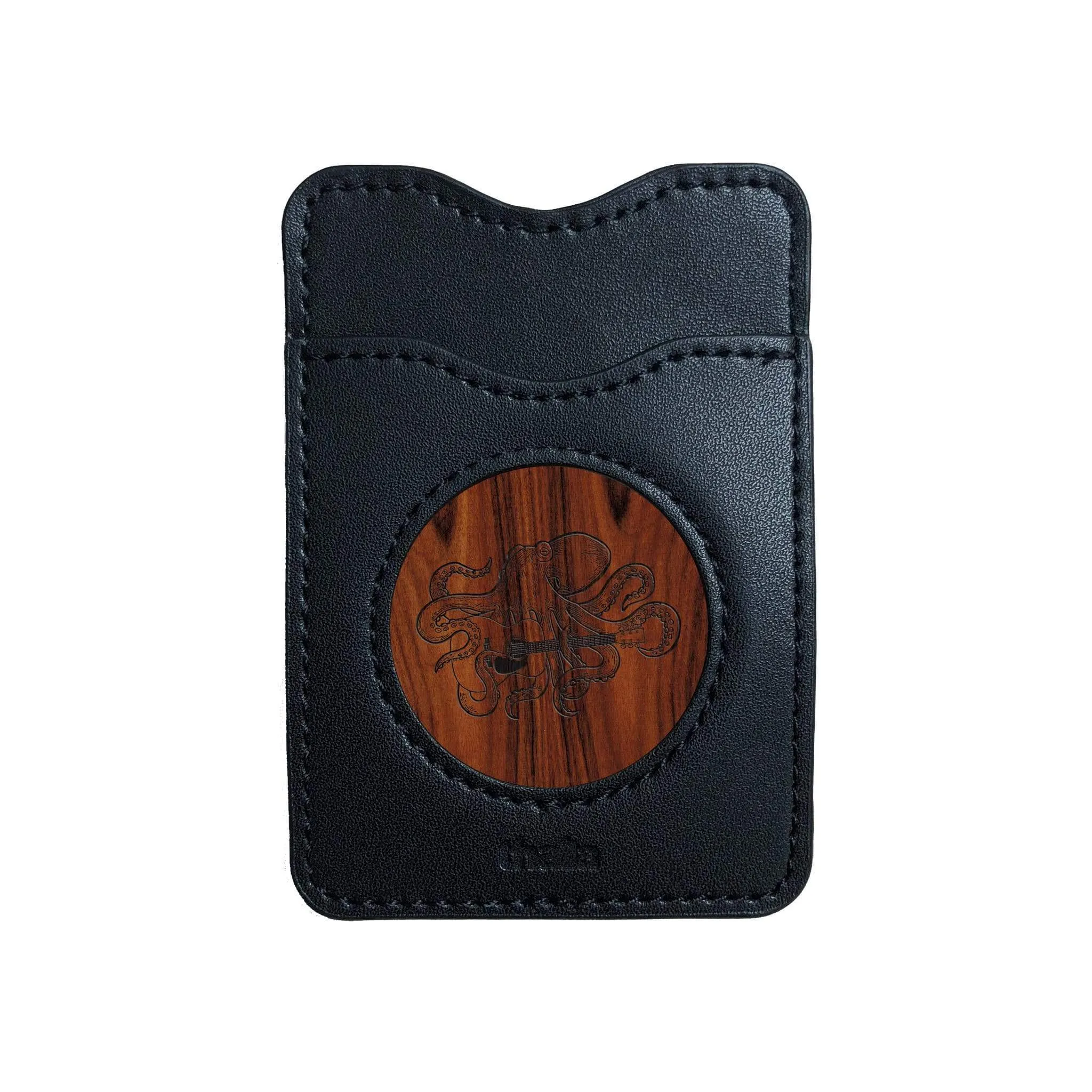 Octopus Playing Guitar Engraving | Leather Phone Wallet