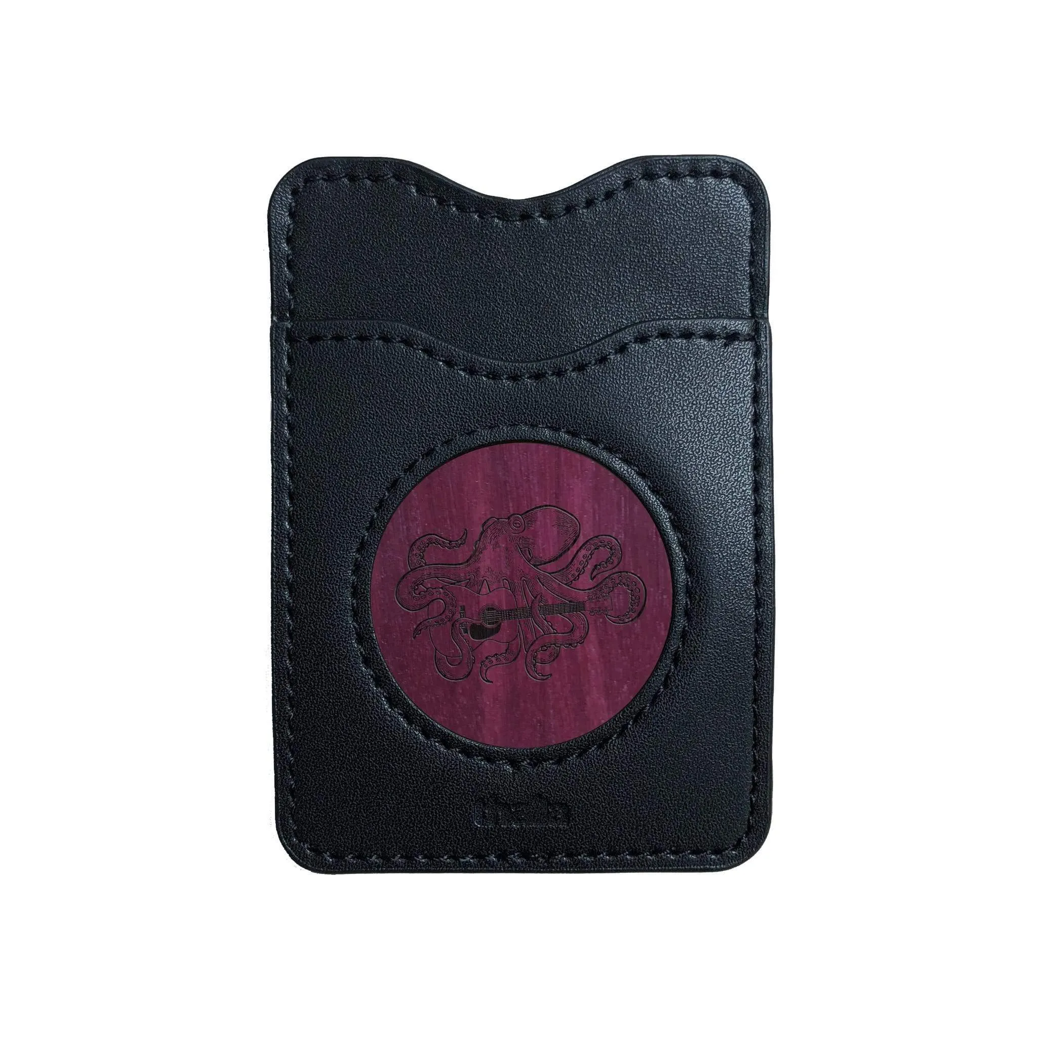 Octopus Playing Guitar Engraving | Leather Phone Wallet