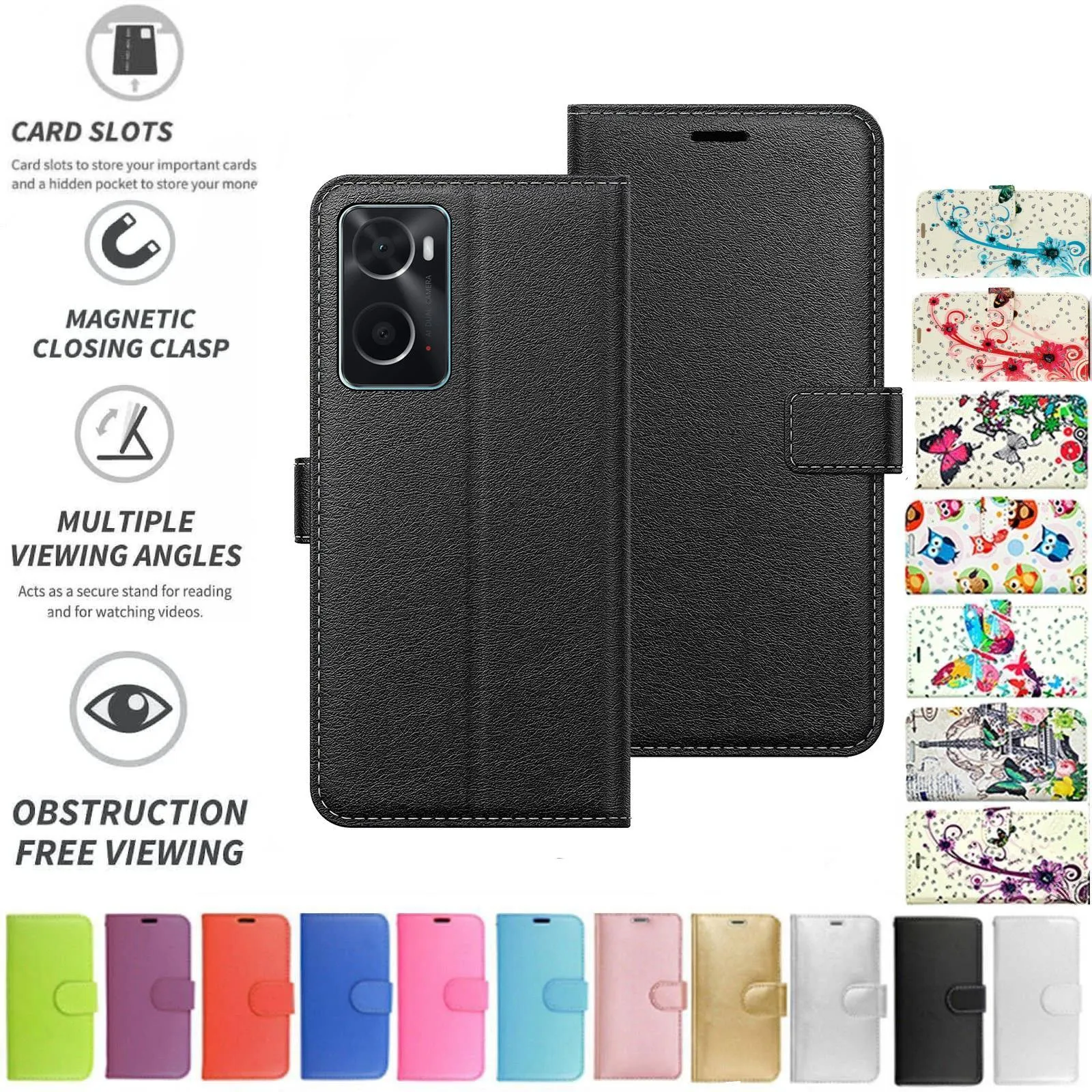 Oppo A76/A96 Flip Folio Book Wallet Case