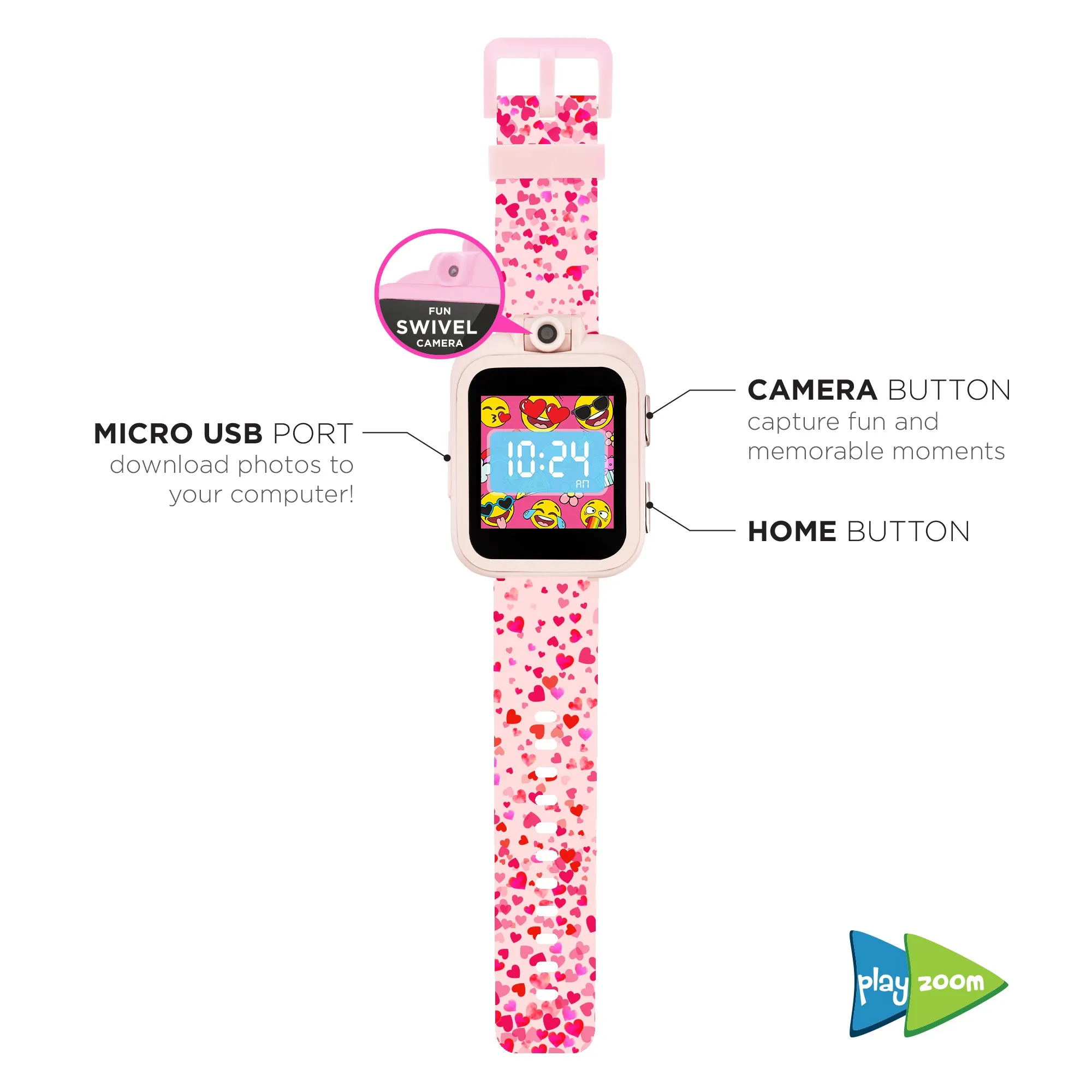 PlayZoom Smartwatch for Kids: Blush Heart