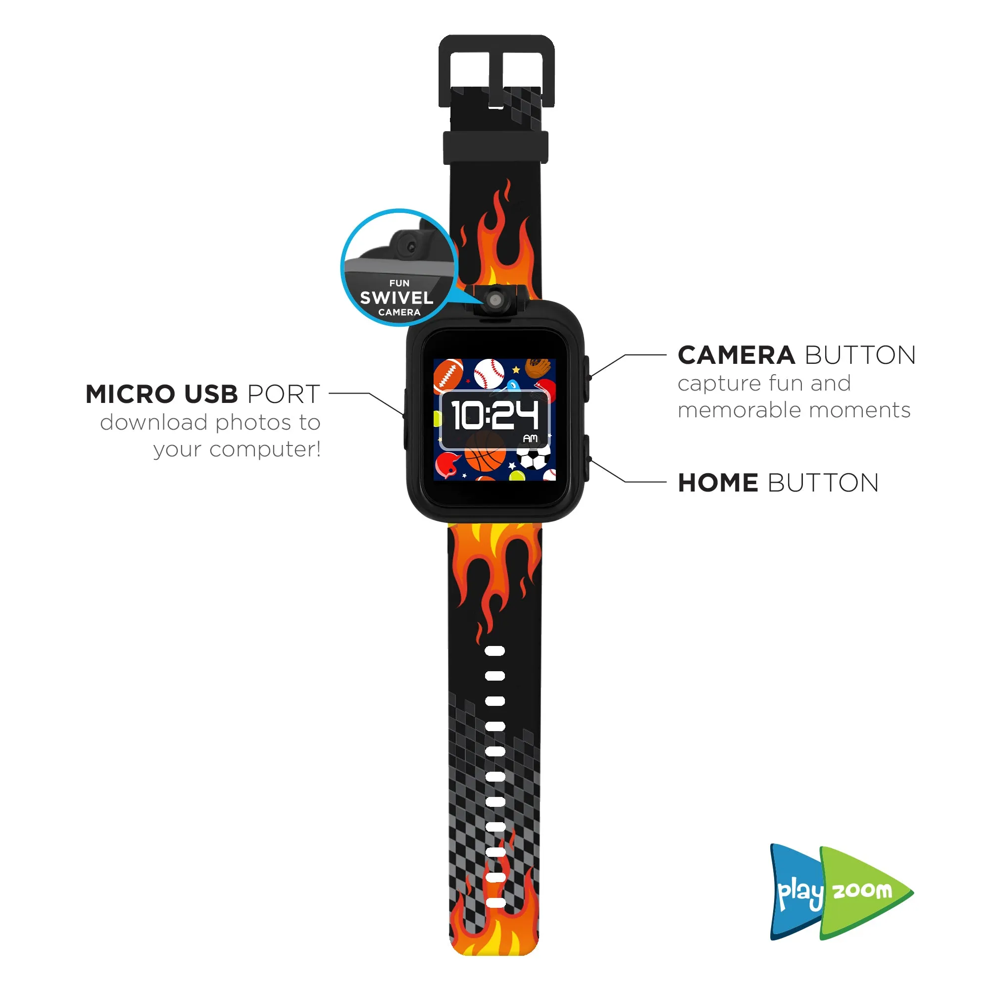 PlayZoom Smartwatch for Kids: Flame Print