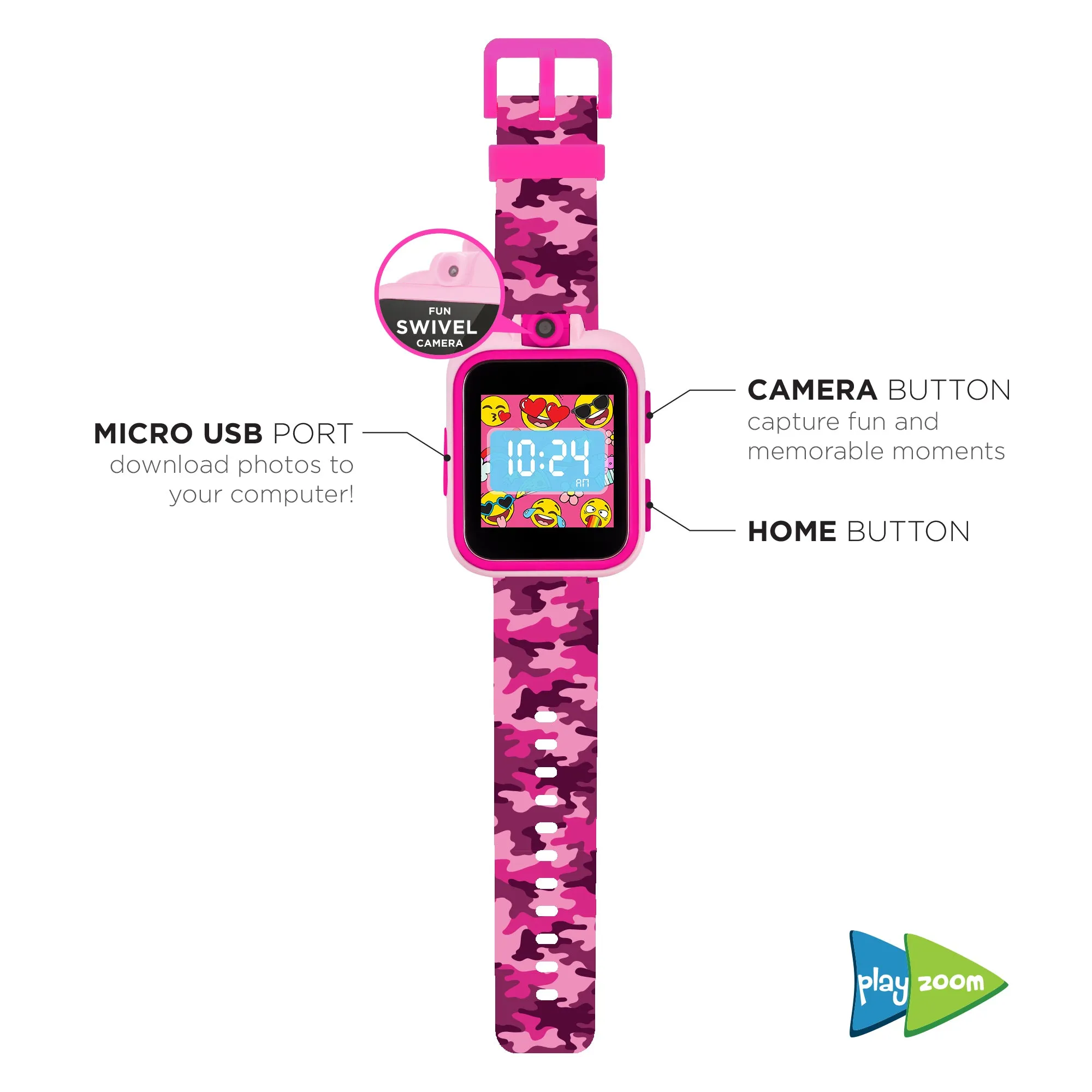 PlayZoom Smartwatch for Kids: Pink Camo