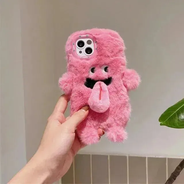 Plush Cartoon Sticky Tongue Phone Case (For iPhones)