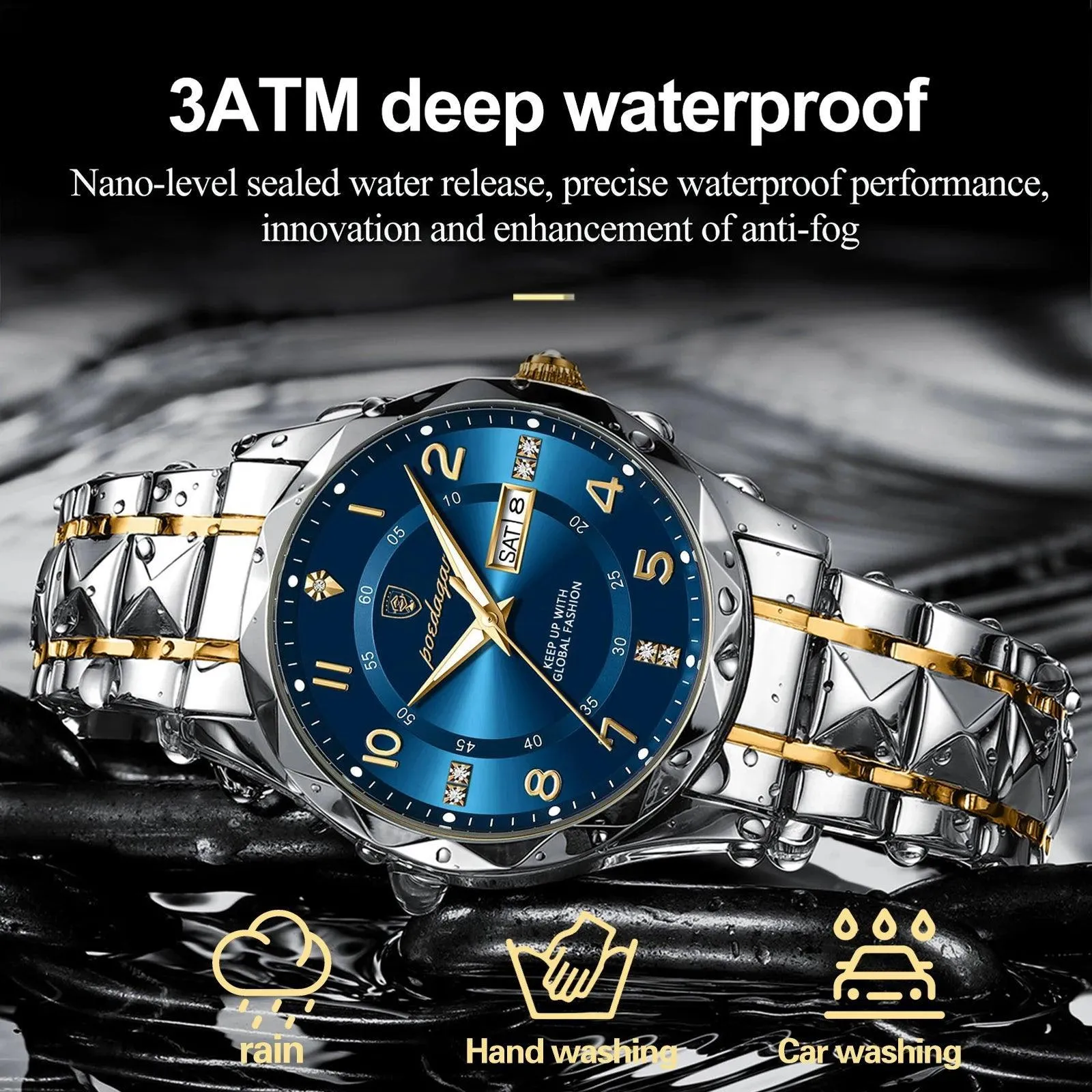 POEDAGAR Men's Waterproof Sports Watch: Stylish Quartz Wristwatch-Elevate Your Wrist Game