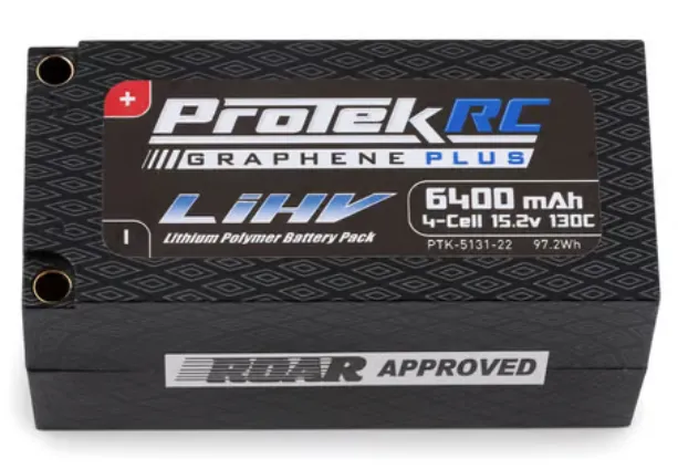 ProTek RC 5131-22 4S 130C Low IR Si-Graphene  HV Shorty LiPo Battery (15.2V/6400mAh) w/5mm Connector (ROAR Approved)