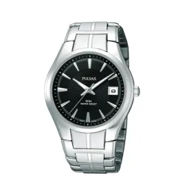 Pulsar Black Round Dial Stainless Steel Watch Band. PXH913