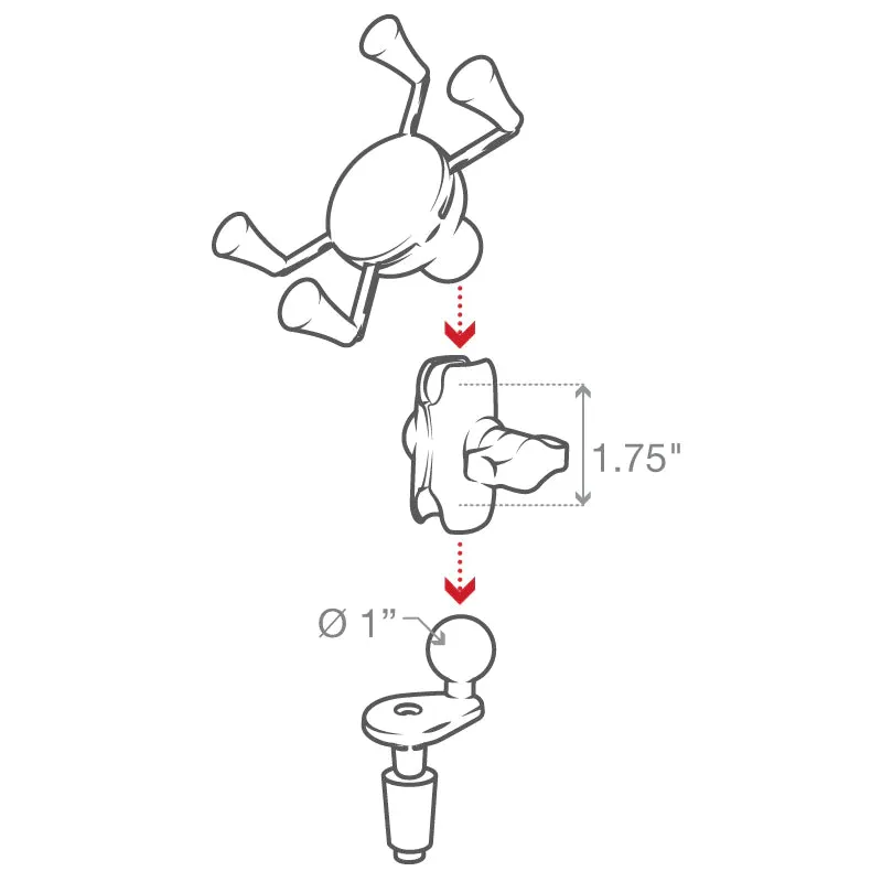 RAM Fork Stem Mount with Double Socket Arm & Universal RAM X-Grip Phone Cradle (RAM-B-176-A-UN7U)