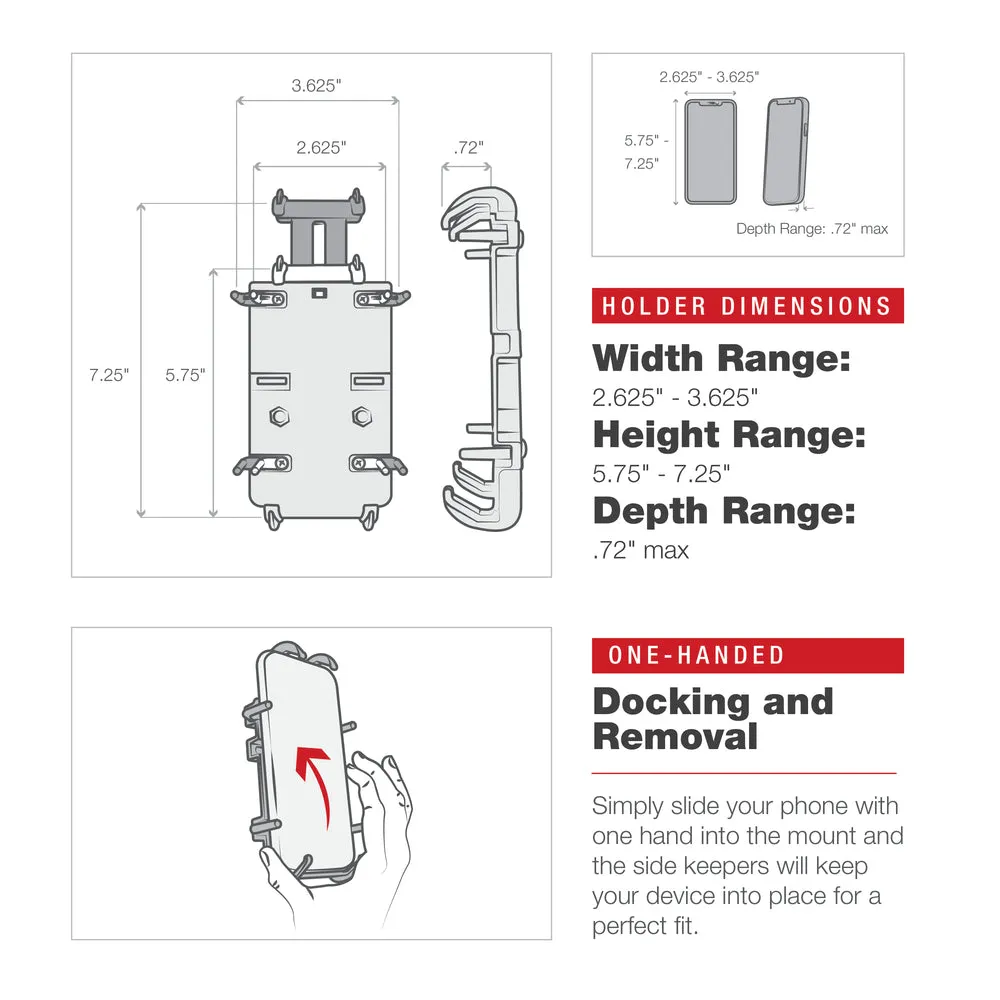 RAM® Quick-Grip™ XL Phone Mount with Low-Profile Tough-Claw™ (RAM-HOL-PD4-400-1U)