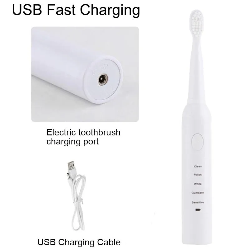 Rechargeable Sonic Electric Toothbrush with Replacement Heads