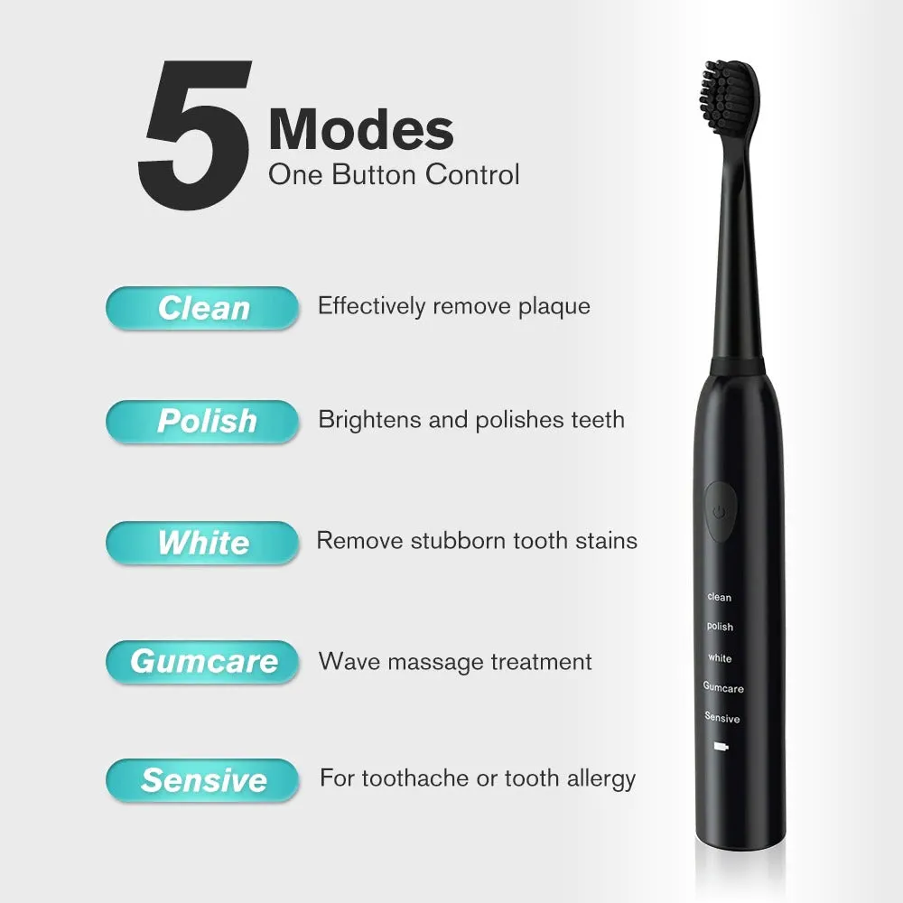 Rechargeable Sonic Electric Toothbrush with Replacement Heads