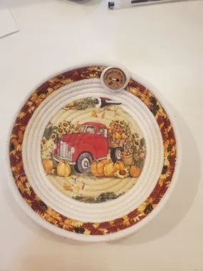 Red Truck with Pumpkins Bowls