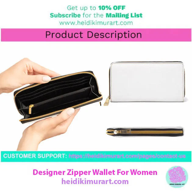 Red Zebra Print Zipper Wallet, Best Zebra Striped Animal Print Gold Color Zipper Wallet For Women