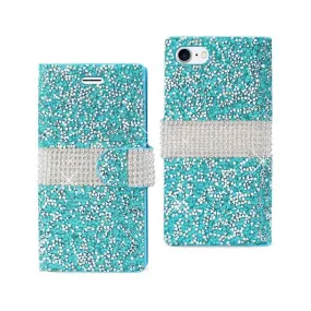 Reiko REIKO IPHONE 7 JEWELRY RHINESTONE WALLET CASE IN BLUE