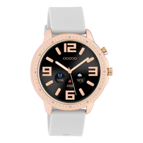 Rose gold coloured OOZOO smartwatch with stone grey rubber strap - Q00323