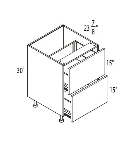 RTA - Grey Shaker - Two Drawer Base Cabinet | 24"W x 30"H x 23.8"D