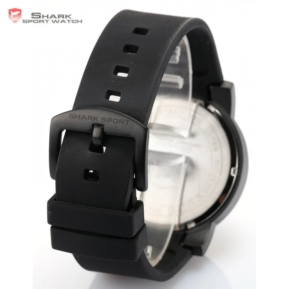 Salmon SHARK Sport Watch Stainless Steel Case Black Red Japan Movement Rubber Band Men Quartz Casual Military Wristwatch