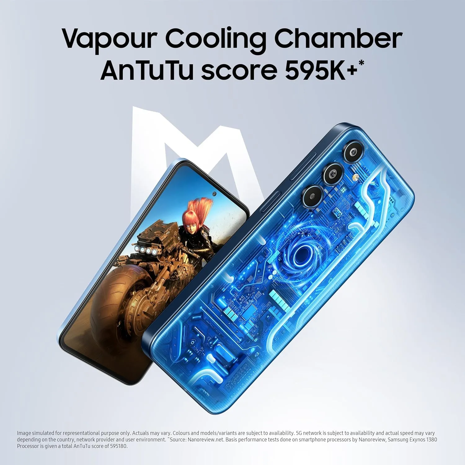 Samsung Galaxy M35 5G (Daybreak Blue,8GB RAM,256GB Storage)| Corning Gorilla Glass Victus | AnTuTu Score 595K  | Vapour Cooling Chamber | 6000mAh Battery | 120Hz Super AMOLED Display| Without Charger