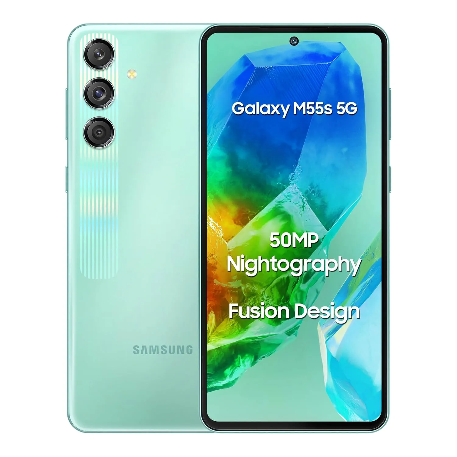 Samsung Galaxy M55s 5G (Coral Green,8GB RAM,256GB Storage) | 50MP Triple Cam| 5000mAh Battery| Snapdragon 7 Gen 1 | 4 Gen. OS Upgrade & 5 Year Security Update| Super AMOLED  Display| Without Charger