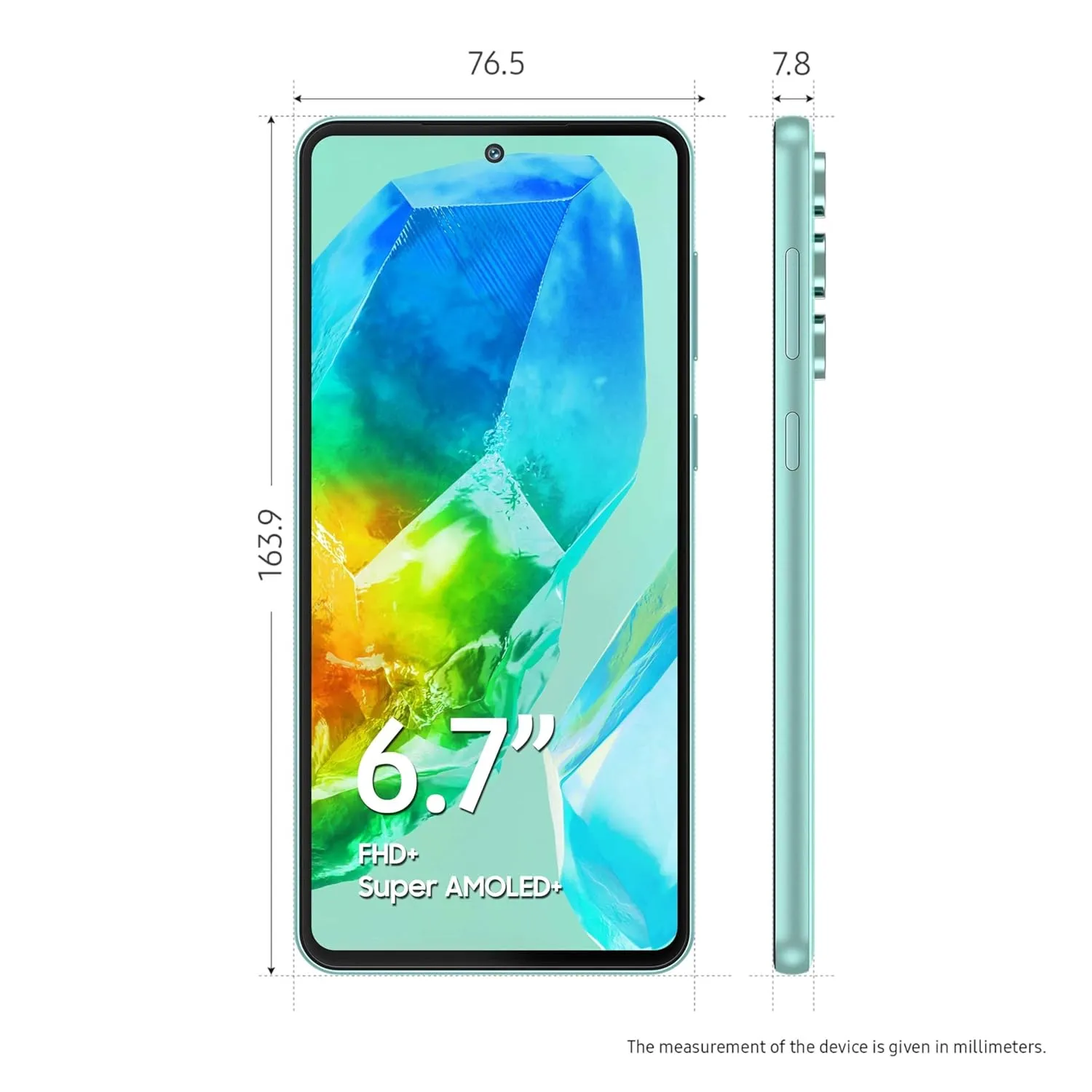 Samsung Galaxy M55s 5G (Coral Green,8GB RAM,256GB Storage) | 50MP Triple Cam| 5000mAh Battery| Snapdragon 7 Gen 1 | 4 Gen. OS Upgrade & 5 Year Security Update| Super AMOLED  Display| Without Charger