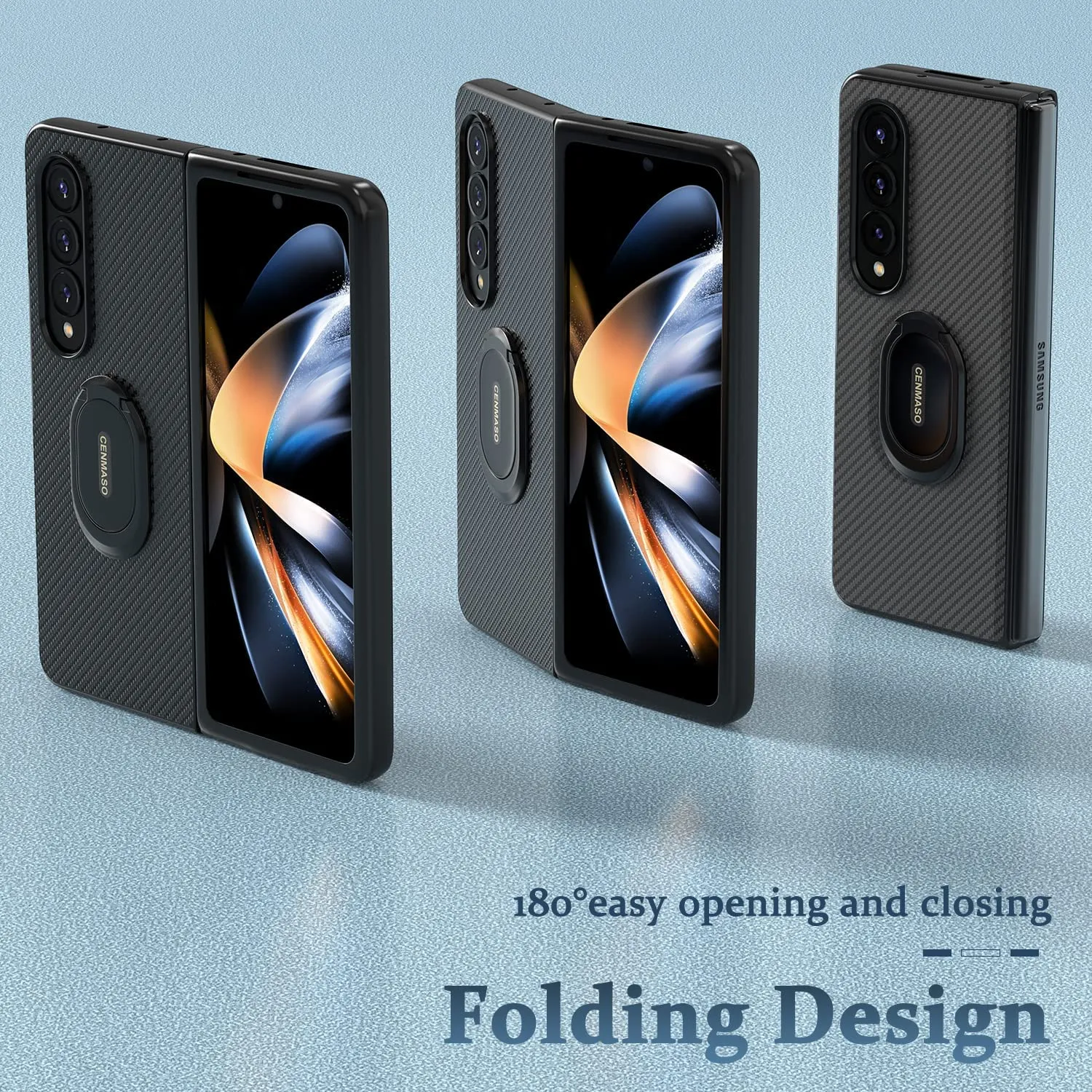 Samsung Z Fold 4 Case,Galaxy Z Fold 4 Case 5G Slim Kickstand Ring (Black)