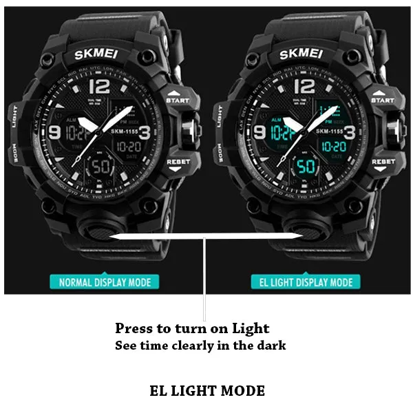 SKMEI Mens Military Waterproof Dual Display Watch with Gift Box