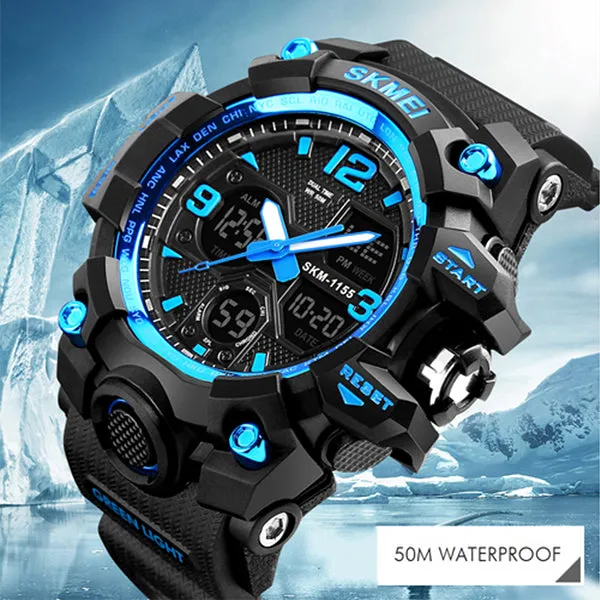 SKMEI Mens Military Waterproof Dual Display Watch with Gift Box