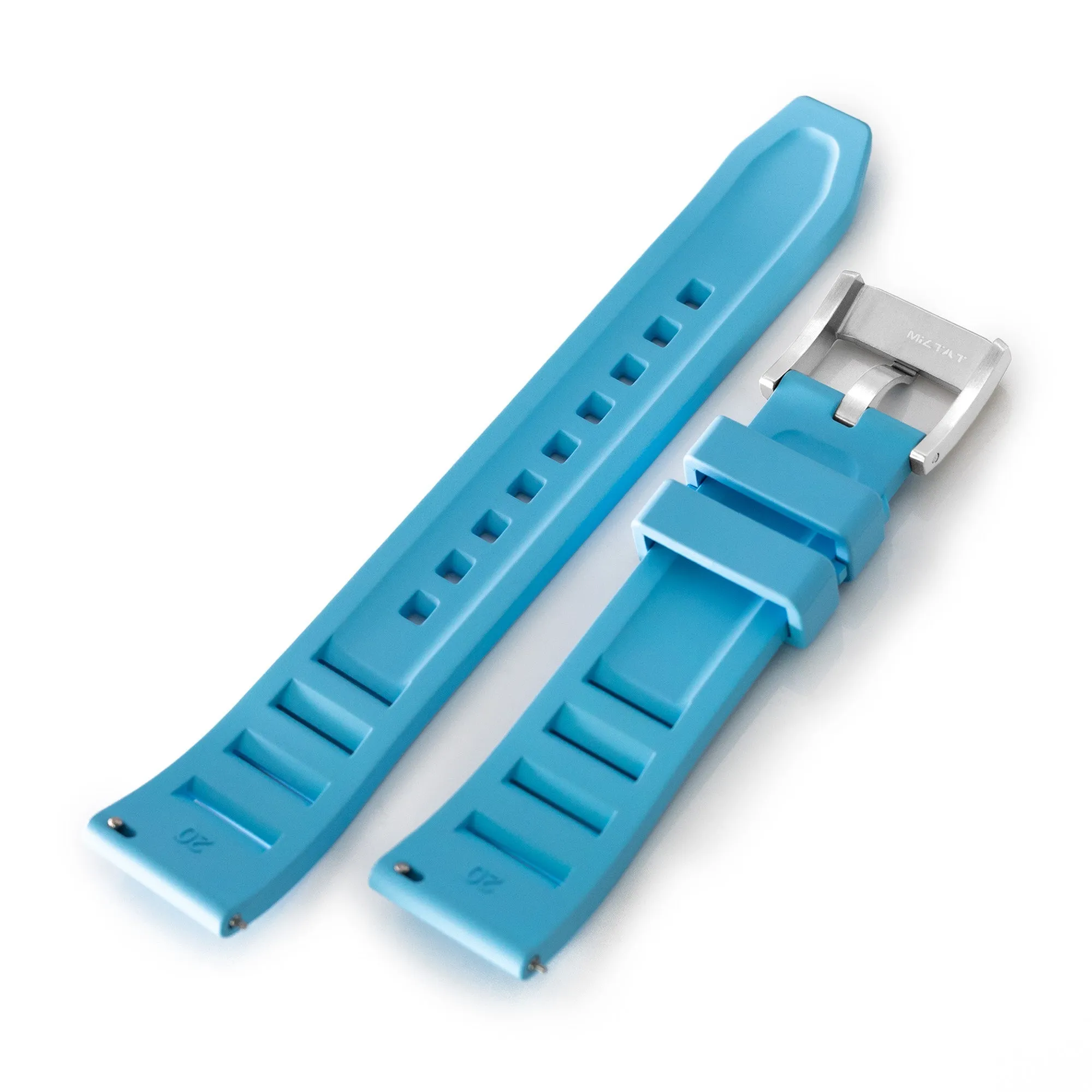 Sky Blue RM Vented FKM Quick Release Rubber Watch Strap, 20mm or 22mm