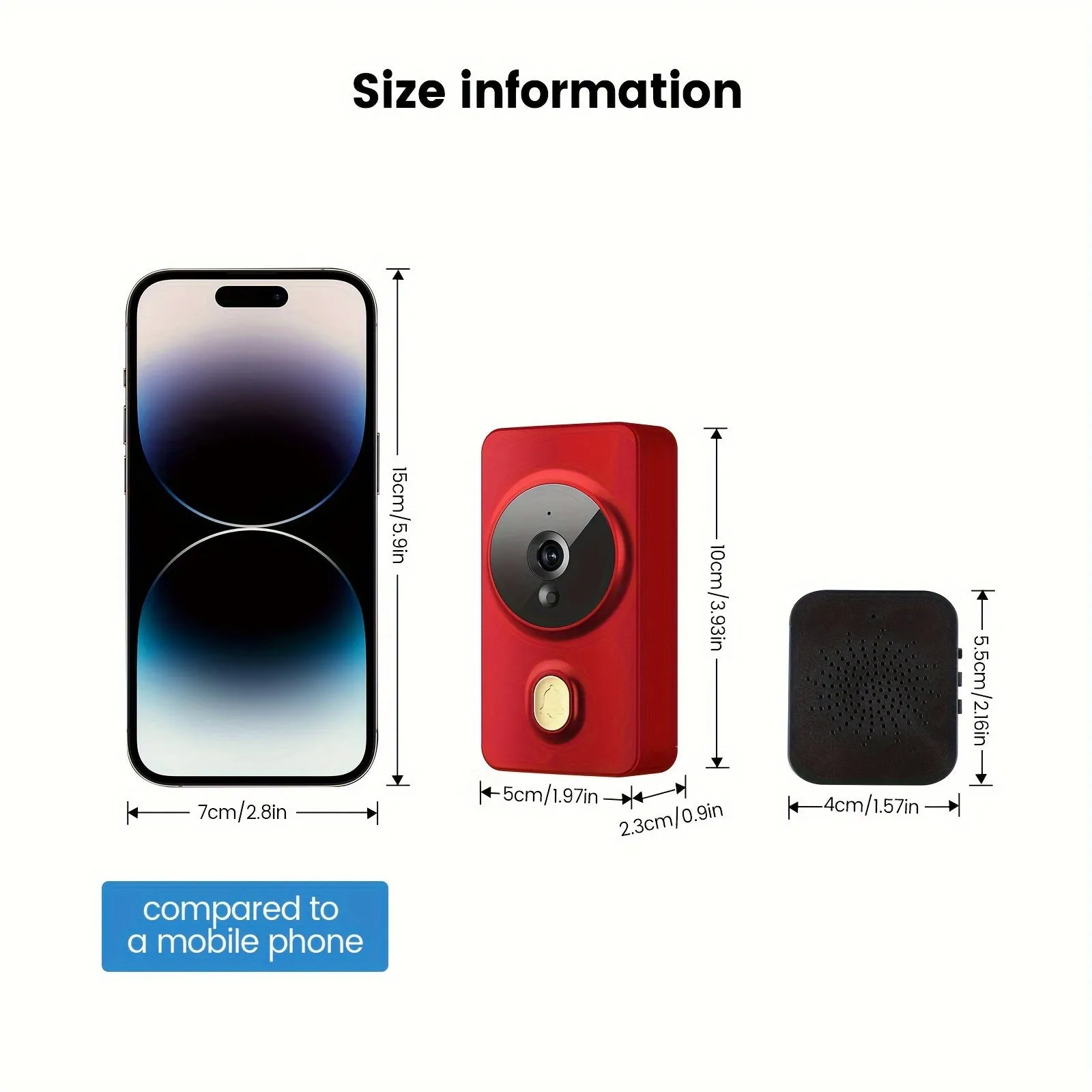 Smart visual doorbell, smart system control, 2.4G wireless wifi for home and commercial use, no need to drill holes for the app camera (no built-in battery, shipped without battery).