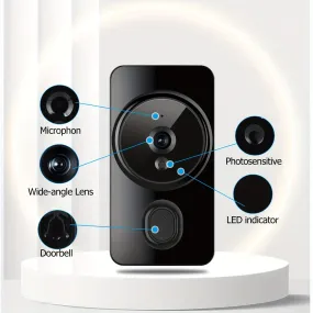 Smart visual doorbell, smart system control, 2.4G wireless wifi for home and commercial use, no need to drill holes for the app camera (no built-in battery, shipped without battery).