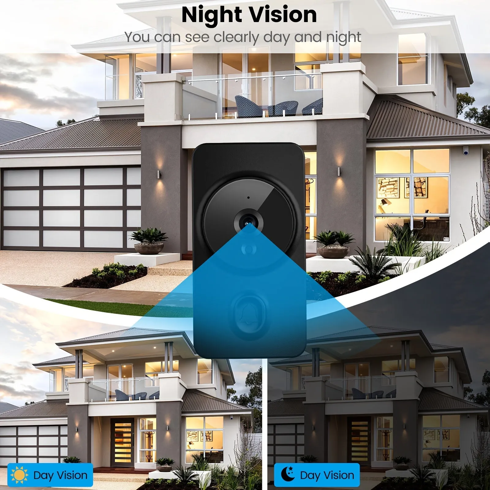 Smart visual doorbell, smart system control, 2.4G wireless wifi for home and commercial use, no need to drill holes for the app camera (no built-in battery, shipped without battery).