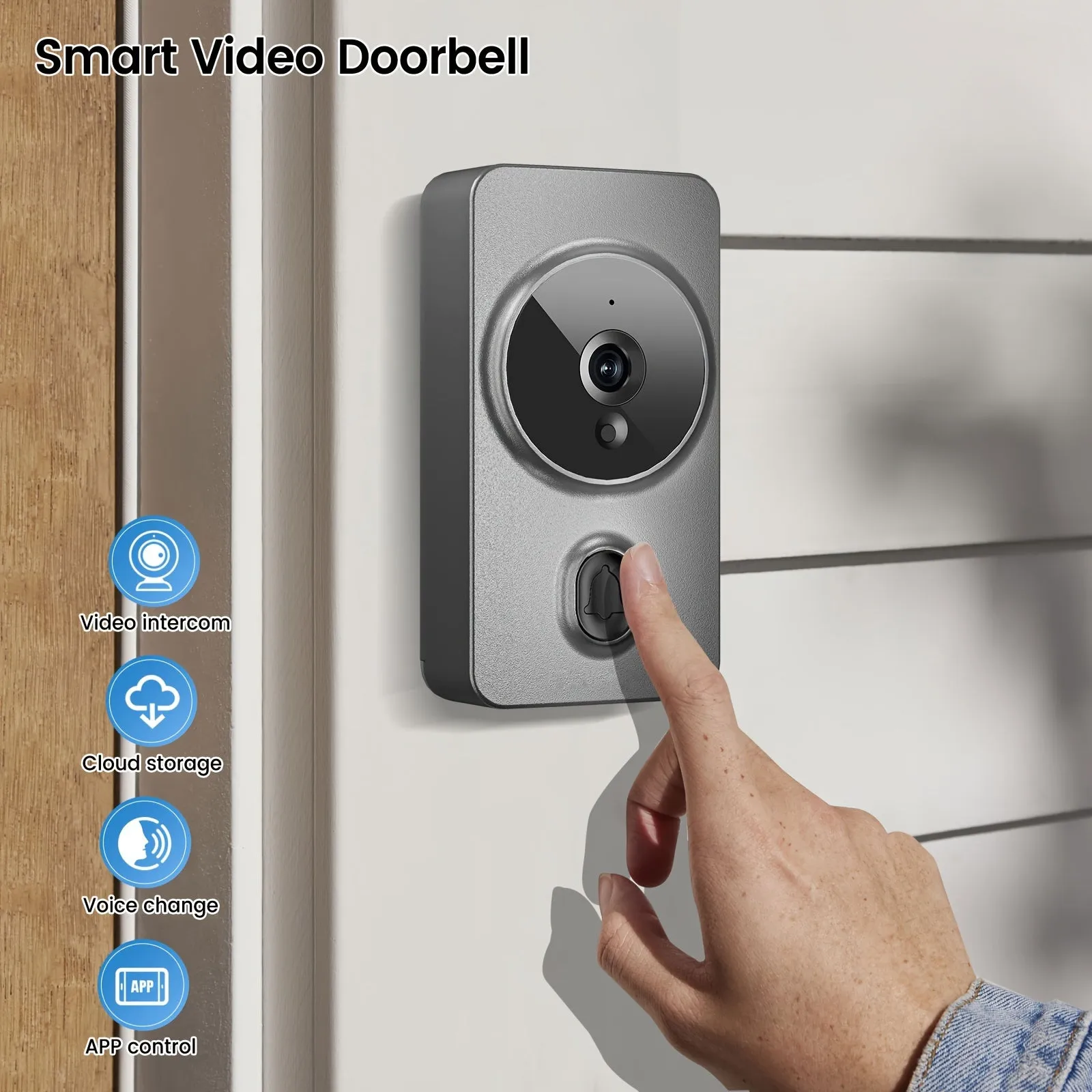 Smart visual doorbell, smart system control, 2.4G wireless wifi for home and commercial use, no need to drill holes for the app camera (no built-in battery, shipped without battery).