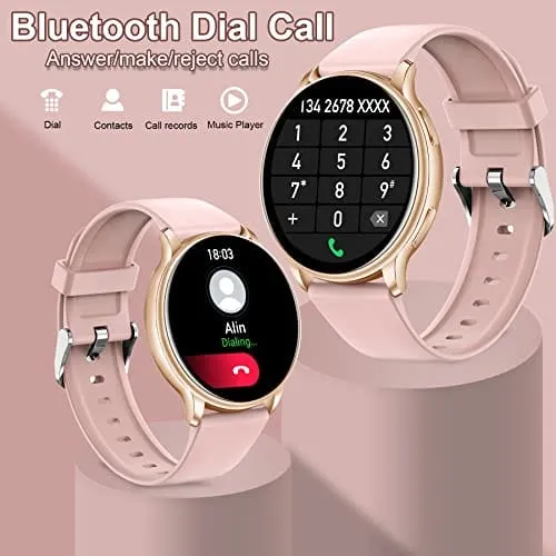 Smart Watch for Women Make Answer Call, Bluetooth Smartwatch Fitness Tracker with Heart Rate SpO2 Sleep Tracker,Calorie,Steps, Waterproof Fitness Watch Compatible Android iOS (Pink)