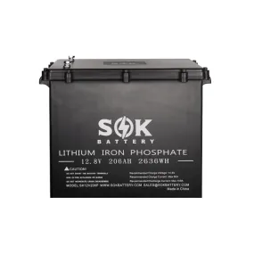 SOK Battery [Marine Grade] 12V 206Ah LiFePO4 Battery | Sealed Plastic Box | Lithium Solar Battery