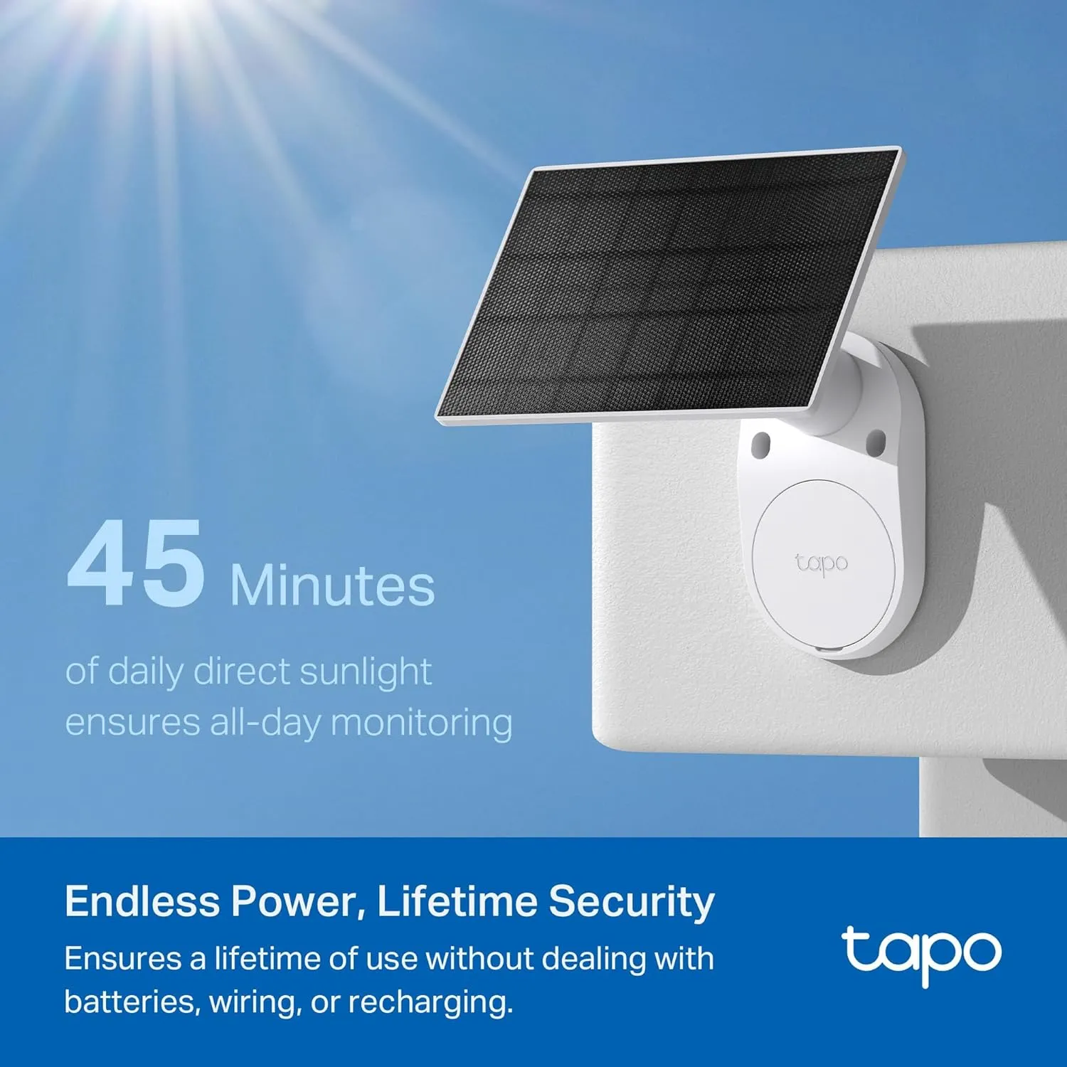 Tapo 2K Solar Security Camera Kit - Rechargeable Battery, Solar Panel, AI Detection, Colour Night Vision, Indoor/Outdoor, Alexa & Google Compatible (TC82 KIT)