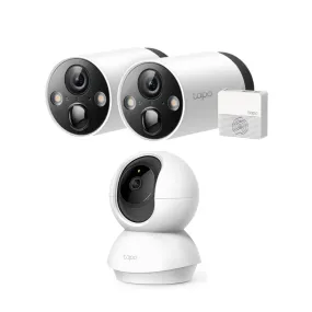 Tapo Smart Wire-Free Indoor & Outdoor Security Camera System Bundle - White | TAPOSURVEILLANCEPACK